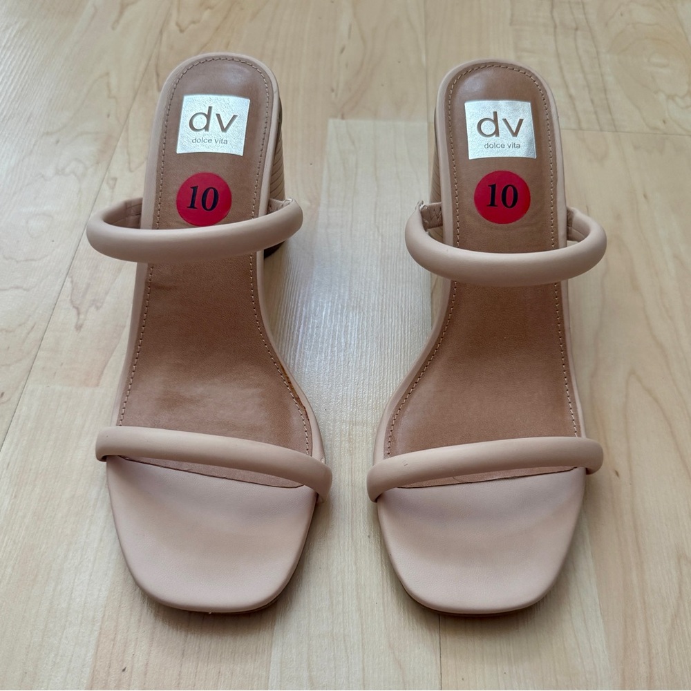 Dolce Vita Nude Tan Double-Strap Heeled Sandals